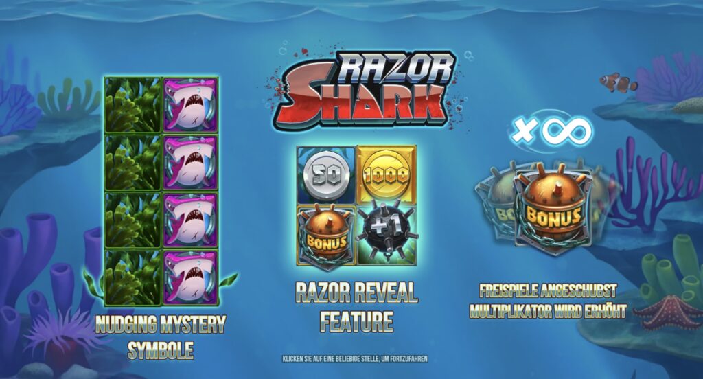 Übersicht über die drei Hauptfunktionen von Razor Shark