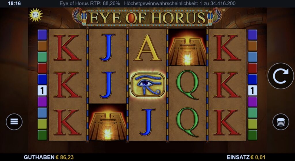 Eye of Horus Slot mit 1 Cent Einsatz