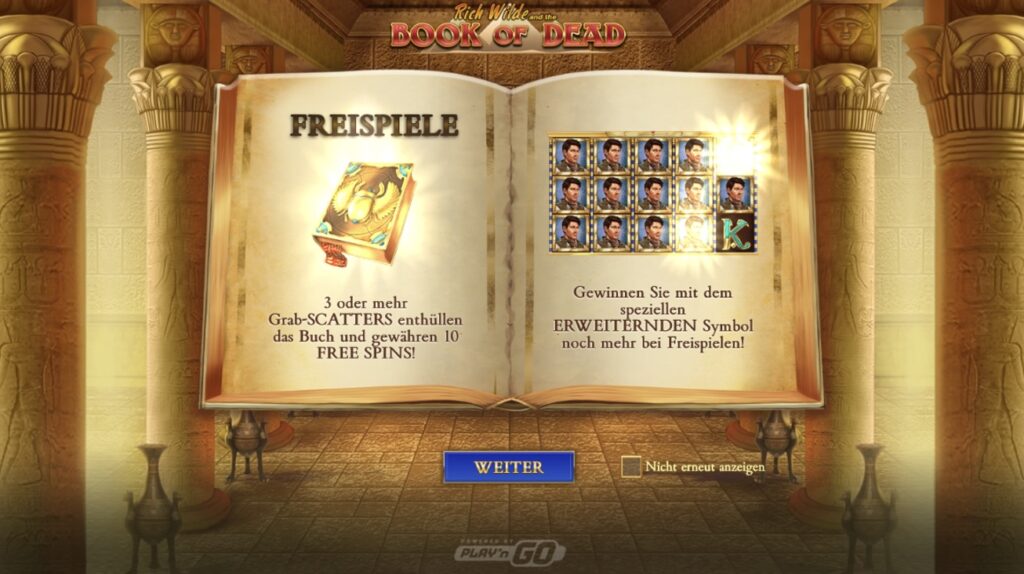 Erklärung für das Freispiel-Feature in Book of Dead